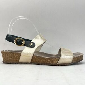 Mephisto Womens 38 8 Italia Sandals Shoes Gold Leather Slingback Strappy Comfort